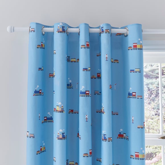 Little Trains Blackout Eyelet Curtains