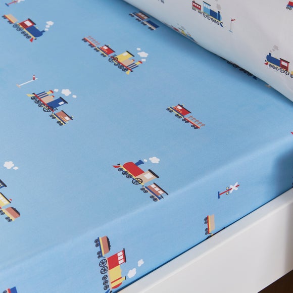 Photo of set of 2 little trains fitted sheets