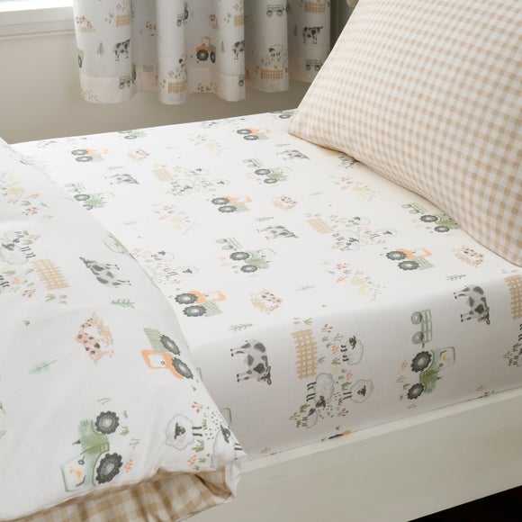 Set of 2 Farmyard Friends 100% Cotton Fitted Sheets