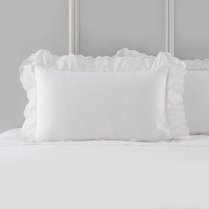 Broderie Lace Edge 100 Cotton Oxford Pillowcase Pair