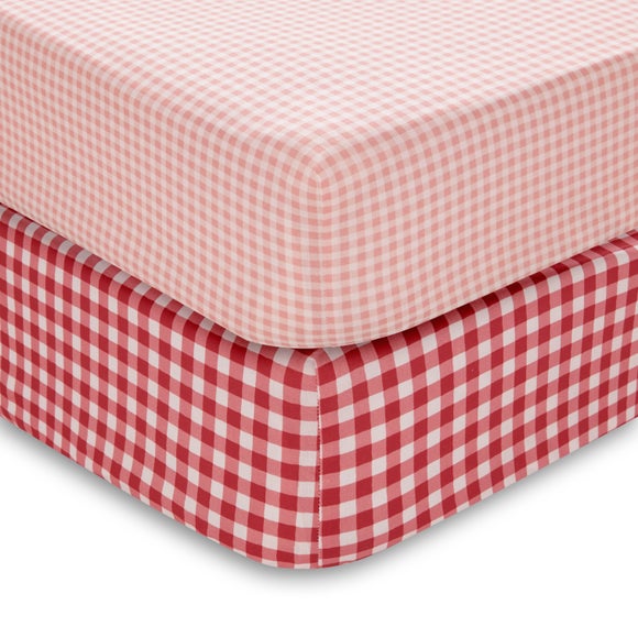 Photo 3 of Set Of 2 Pink Gingham Fitted Sheets