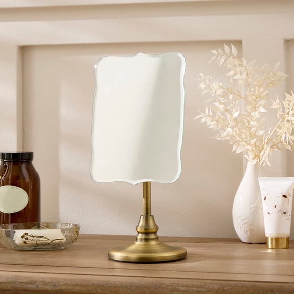 Classic Antique Brass Pedestal Mirror