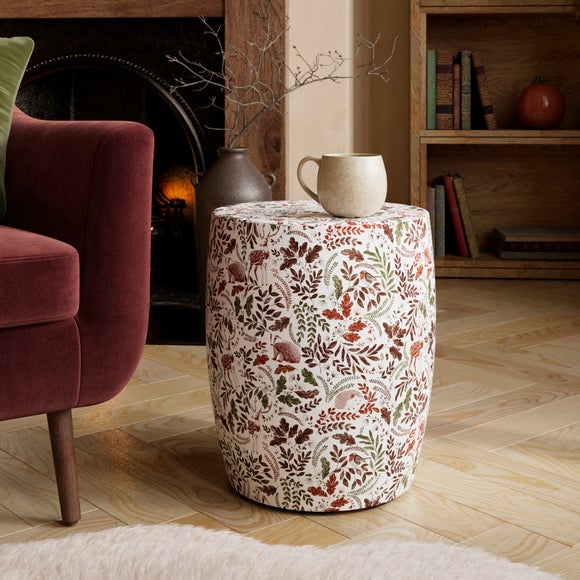 Metal Drum Woodland Animals Side Table