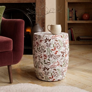Metal Drum Woodland Animals Side Table