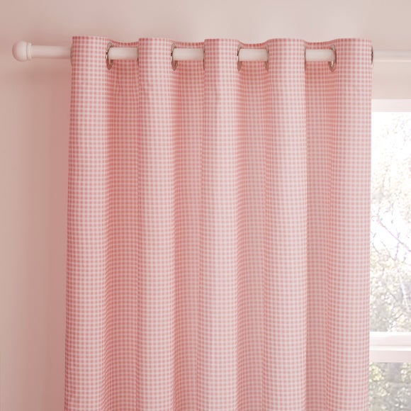 Pink Gingham Blackout Eyelet Curtains