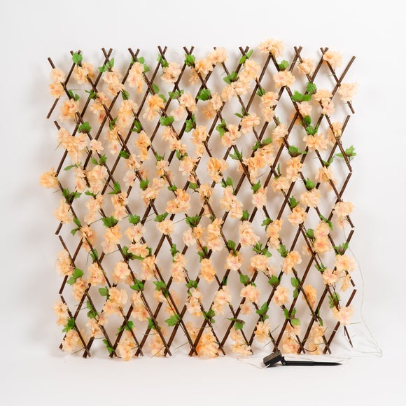 Artificial Peach Blossom Expanding Trellis with LED Lights