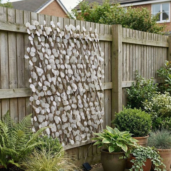 Artificial White Blossom 75 LED Solar Expanding Trellis