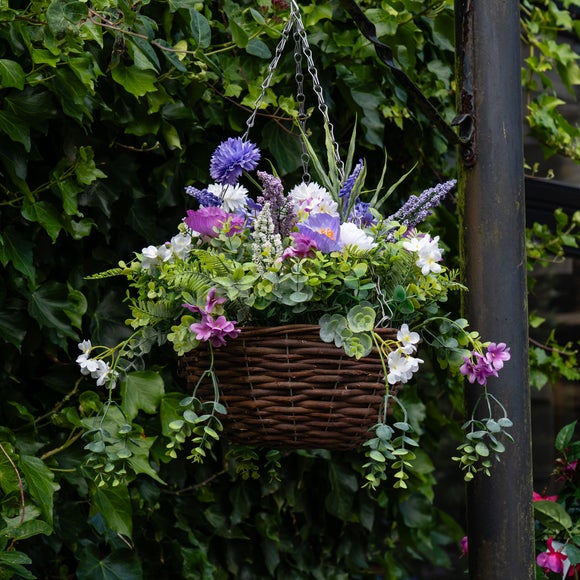 Click to view product details and reviews for Artificial Multicoloured Floral Hanging Basket.