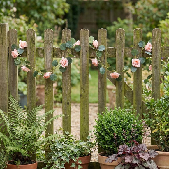 Click to view product details and reviews for Artificial Rose And Eucalyptus Led Garland.