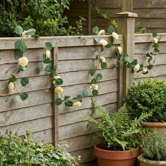 Artificial Rose And Eucalyptus LED Garland