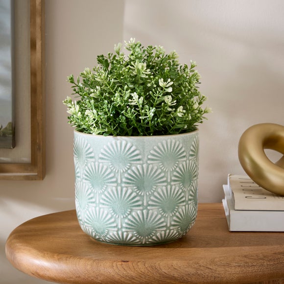 Sunburst Embossed Ceramic Plant Pot