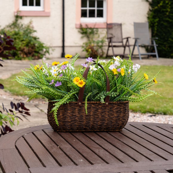 Artificial Mixed Wildflower Basket Plant Pot