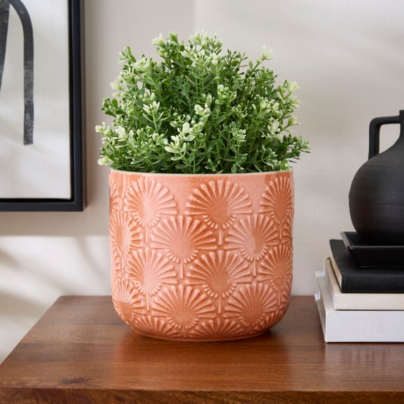 Sunburst Embossed Ceramic Plant Pot