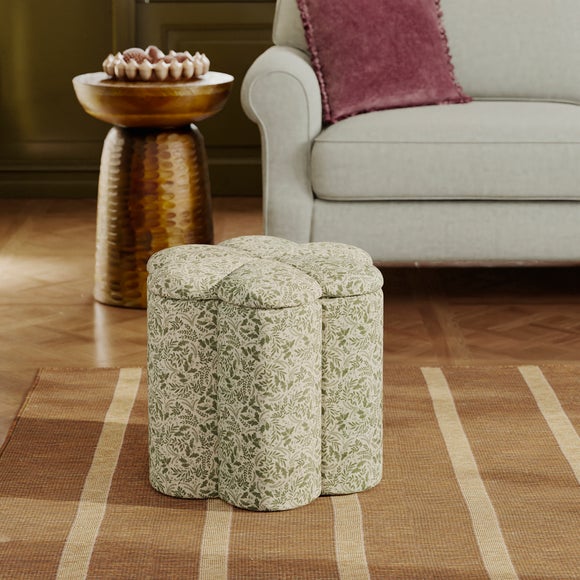Flower Woodland Leaf Storage Footstool