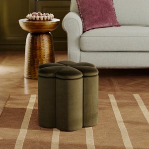 Flower Velvet Storage Footstool