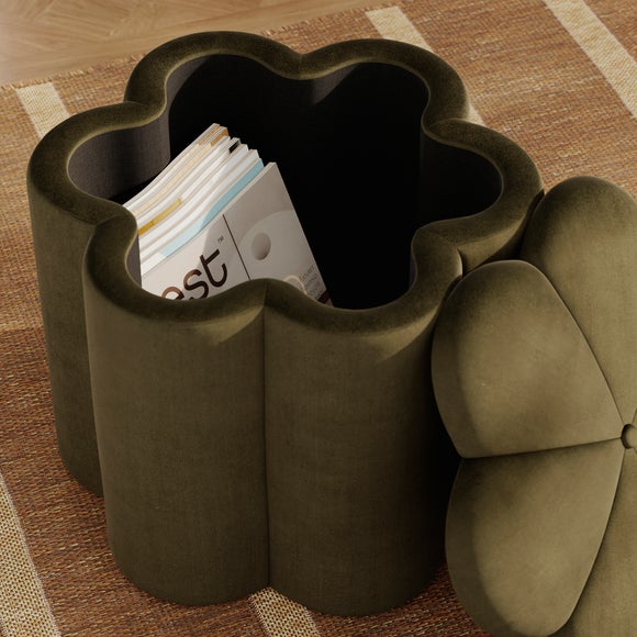Photo 5 of Flower Velvet Storage Footstool