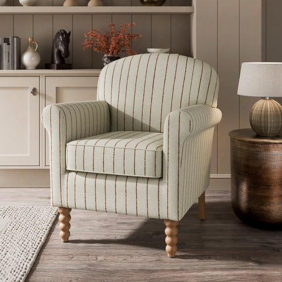 Enya Running Stitch Stripe Scroll Armchair