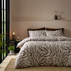 Zebra Print 100 Cotton Sateen Duvet Cover & Pillowcase Set