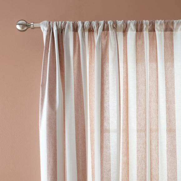 Beatrice Woven Stripe 100% Cotton Unlined Slot Top Curtains