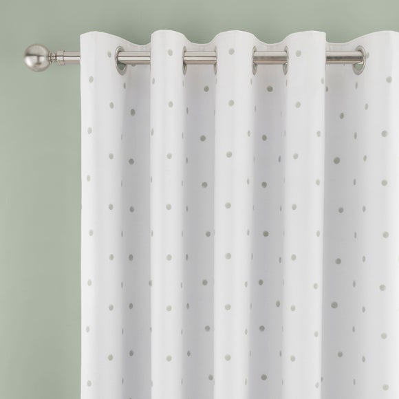 Polka Dot Polycotton Blackout Eyelet Curtains