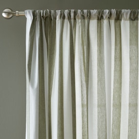Beatrice Woven Stripe 100% Cotton Unlined Slot Top Curtains