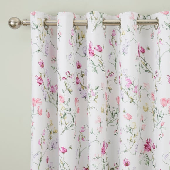 Raya Sweetpea Polycotton Blackout Eyelet Curtains