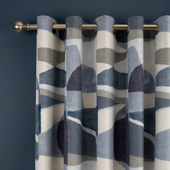 Bronte Geo Polycotton Blackout Eyelet Curtains