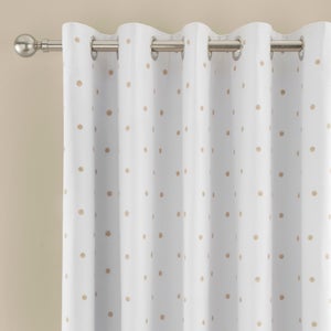 Polka Dot Polycotton Blackout Eyelet Curtains