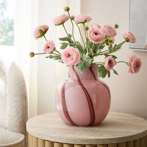 Pink Striped Swirl Glass Vase