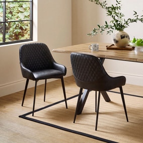 Hudson Set of 2 Dining Chairs, Faux Leather