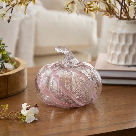 Purple Striped Textured Glass Pumpkin Ornament