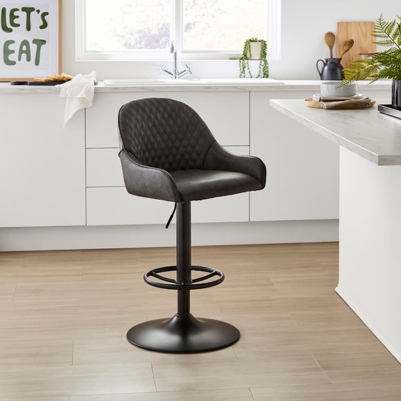 View Hudson Height Adjustable Bar Stool- Faux Leather View Hudson Height Adjustable Bar Stool- Faux Leather