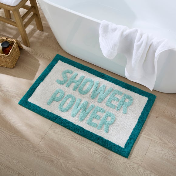 Shower Power Slogan Cotton Bath Mat