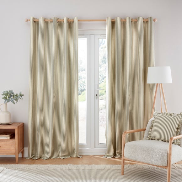 Photo 2 of Linford Stripe Unlined Eyelet Curtains Photo 2 of Linford Stripe Unlined Eyelet Curtains