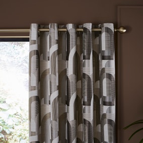Alvin Geometric Jacquard Eyelet Curtains