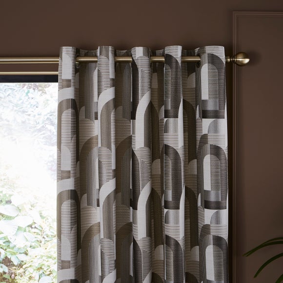 Alvin Geometric Jacquard Eyelet Curtains