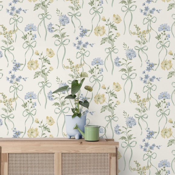 Bow Floral Wallpaper
