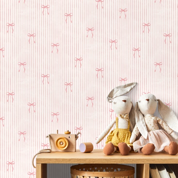 Bow Striped Wallpaper