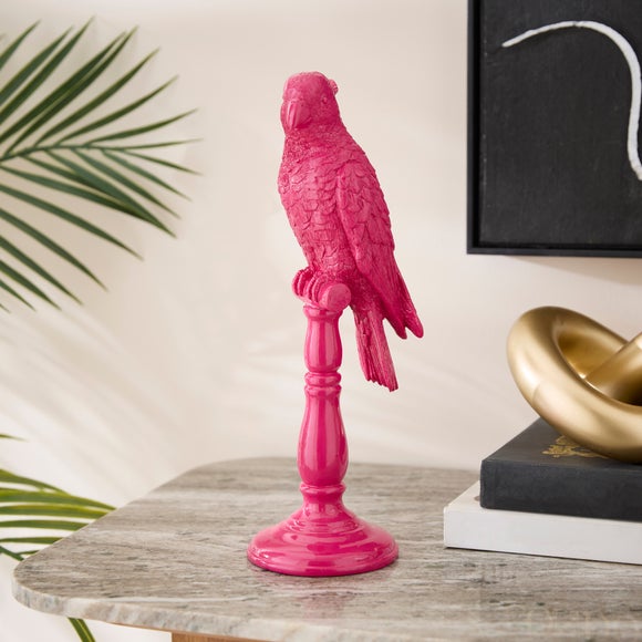 View Bright Pink Resin Parrot Ornament