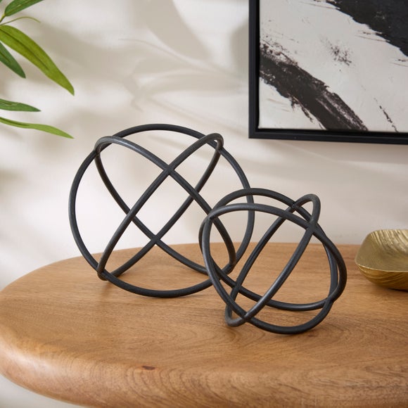 View Set Of 2 Black Metal Knot Ornaments View Set Of 2 Black Metal Knot Ornaments