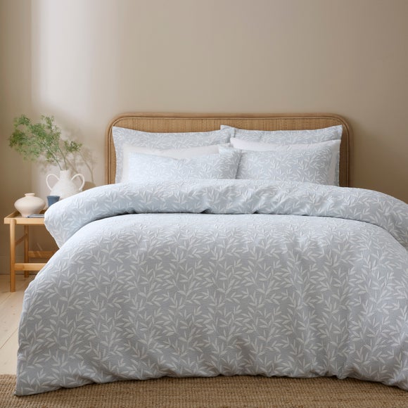 Ecton Leaf Jacquard Duvet Cover & Pillowcase Set