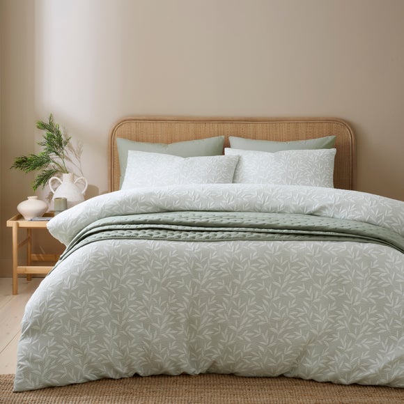 Photo 2 of Ecton Leaf Jacquard Duvet Cover & Pillowcase Set Photo 2 of Ecton Leaf Jacquard Duvet Cover & Pillowcase Set