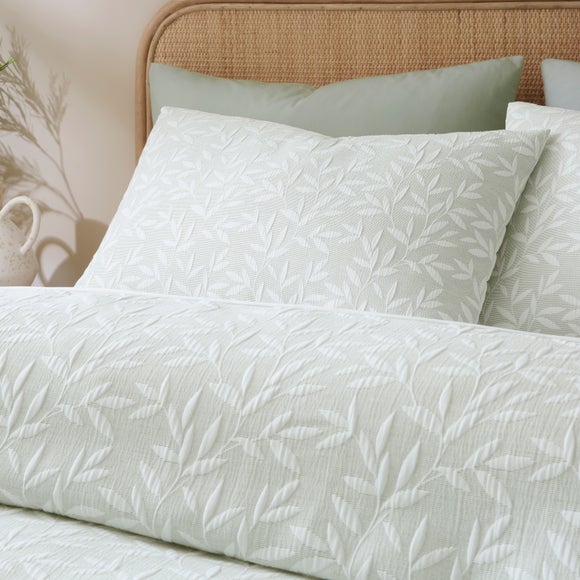 Photo 4 of Ecton Leaf Jacquard Duvet Cover & Pillowcase Set Photo 4 of Ecton Leaf Jacquard Duvet Cover & Pillowcase Set