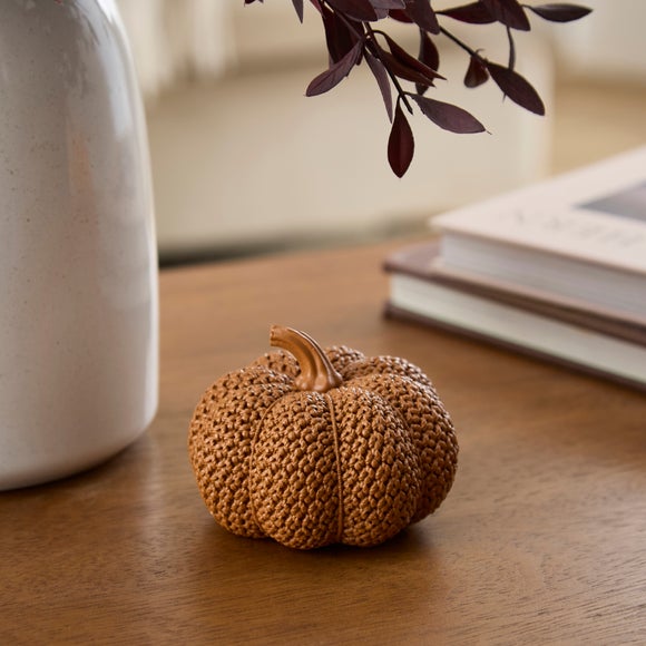View Knitted Look Resin Pumpkin Ornament View Knitted Look Resin Pumpkin Ornament