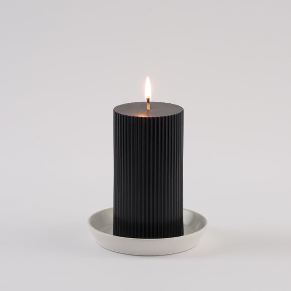 Unscented Ribbed Pillar Candle