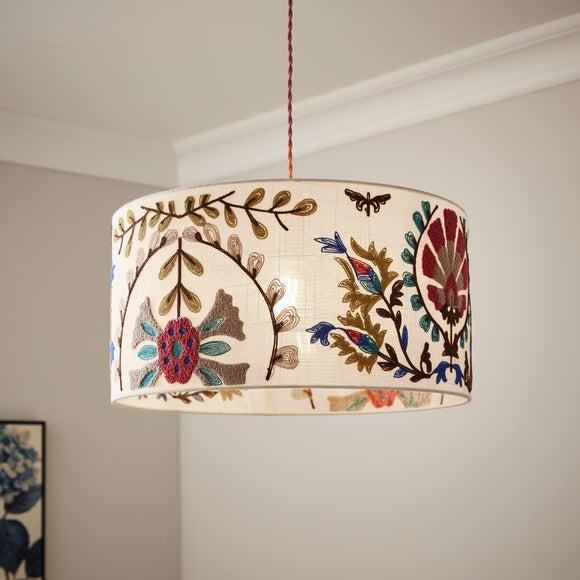 Hani Embroidered Easy Fit Drum Lamp Shade