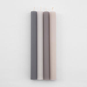 Set Of 4 Unscented Ribbed Dinner Candles