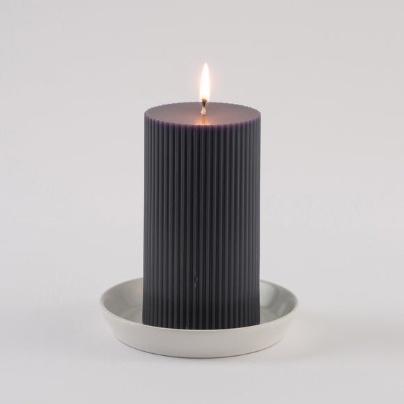 Unscented Ribbed Pillar Candle