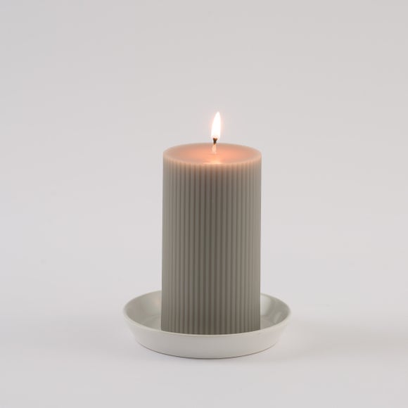 Unscented Ribbed Pillar Candle