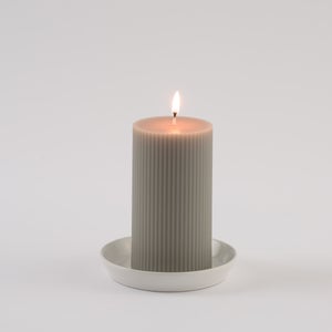 Unscented Ribbed Pillar Candle